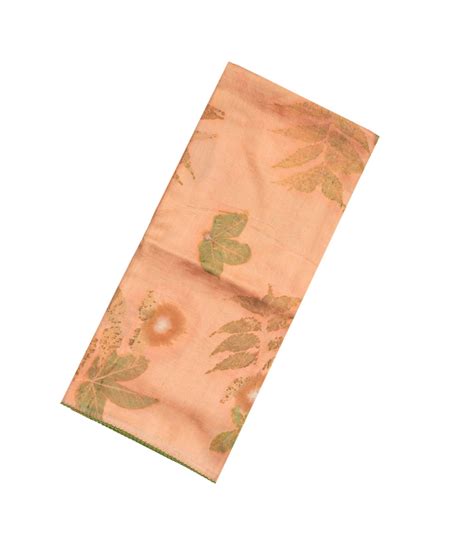 Light Peach Handloom Tussar Silk Saree With Eco Printed Motifs-TU2847 ...