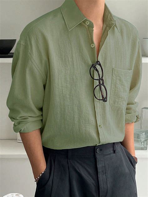 Aonga Men's Plain Collared Casual Daily Wear Simple Shirt | Mens ...