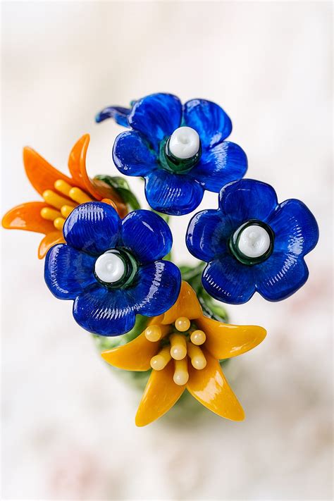 Floral Decor | Ocean Golden Bloom- Handblown Glass Bouquet