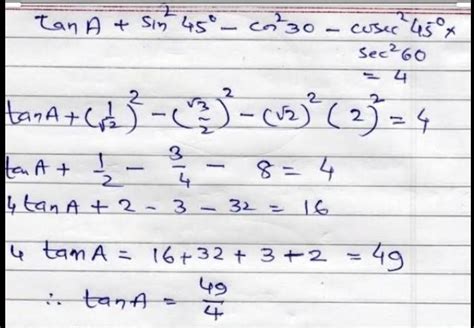 cot square 30 -2 cos square 30- sec square 45 -4 sec square 30 - Brainly.in
