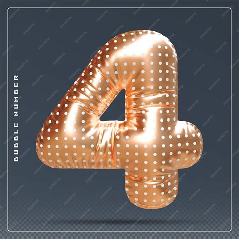 Premium PSD | Bubble golden number 4