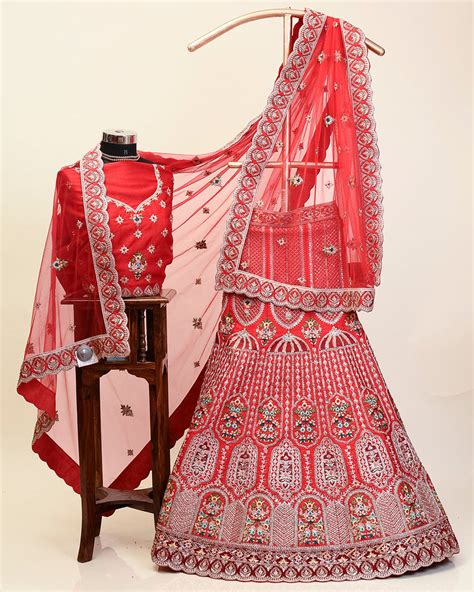 Red Velvet Bridal Lehenga, featuring intricate and heavy work of stone ...