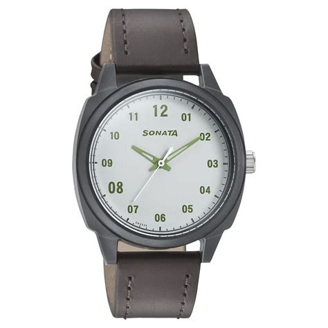 Buy Online Sonata Quartz Analog Off White Dial Leather Strap Watch for ...
