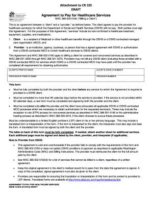 Agreement To Pay For Healthcare Services Form Dshs - Fill and Sign ...