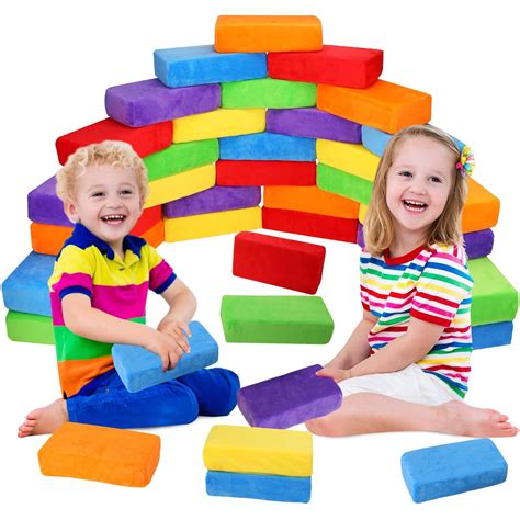 Buy Honoson 36 Pcs Foam Brick Plush Building Blocks Bulk 7.87 x 3.94 x ...