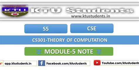CS301 Theory of Computation [TOC] Module-5 Note | S5 CSE | KTU Students ...