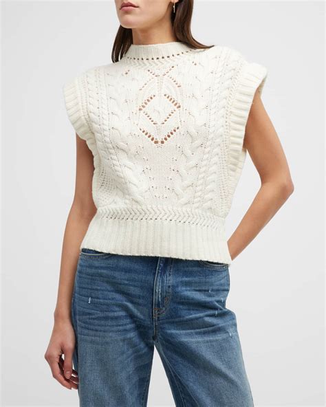 Veronica Beard Pinkett Cable-Knit Wool Sweater Vest | Neiman Marcus