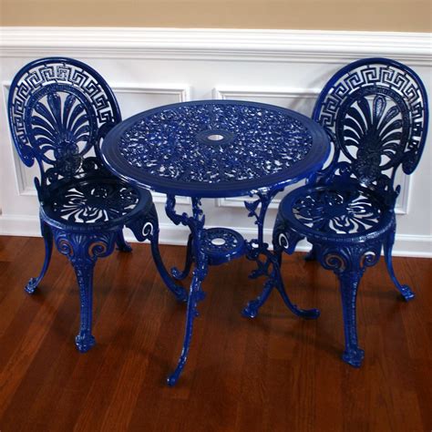 Vintage Wrought Iron Patio Furniture Sets in Chinoiserie Blue