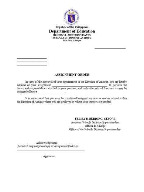 Image result for Assignment Order Sample