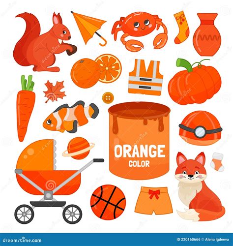 Vector Set of Orange Color Objects. Stock Vector - Illustration of icon ...