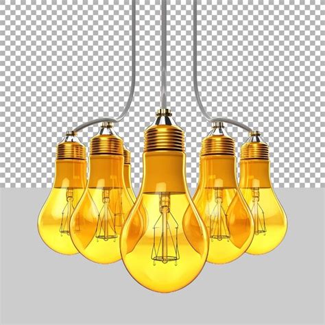 Premium PSD | Group of Yellow Light Bulbs on Transparent background Ai ...