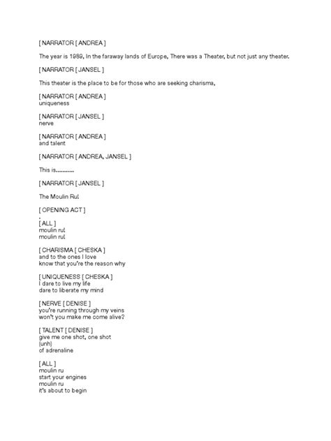 Image result for Musical Script Examples