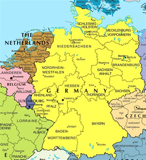 Large political and administrative map of Germany and Netherlands | Germany | Europe | Mapsland ...