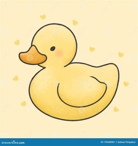Cute Duck Cartoon Hand Drawn Style Stock Illustration - Illustration of ...