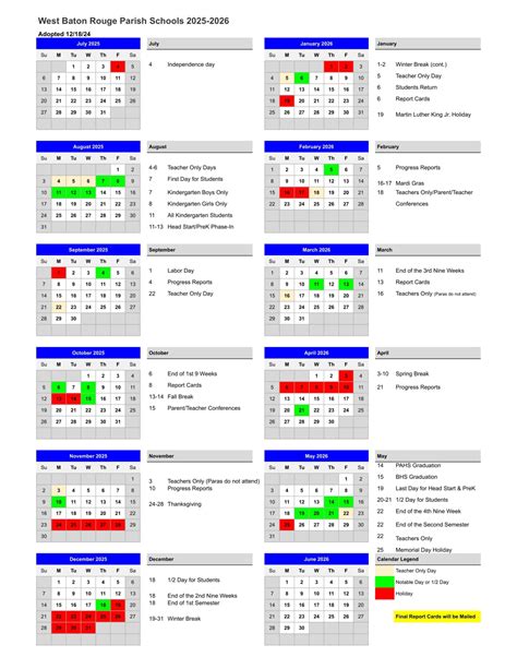 West Baton Rouge Schools la Calendar 25-26 Revised [PDF] - EduCounty