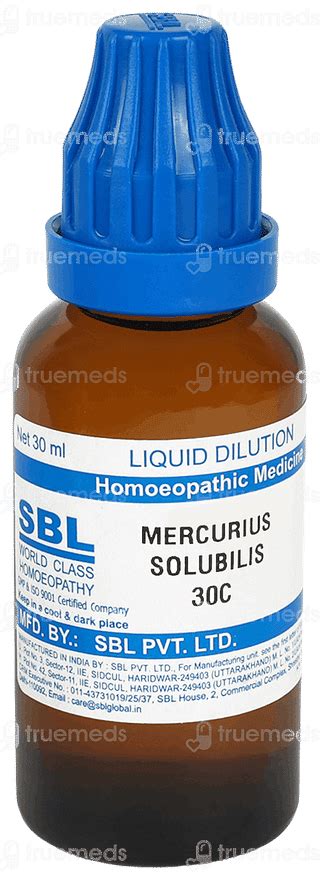 Sbl Mercurius Solubilis 30 C Dilution 30 Ml - Uses, Side Effects ...