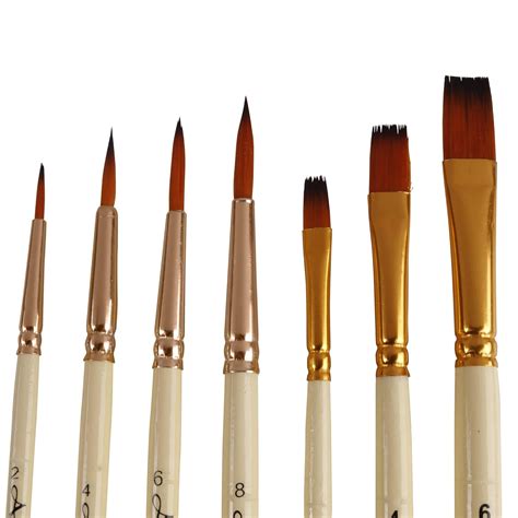 Buy Arora Round & Flat Mix Painting Brush Set Of 7 Pcs