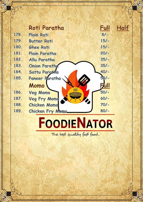 Menu at FoodieNator (Chinese & Indian Foods), Ranchi