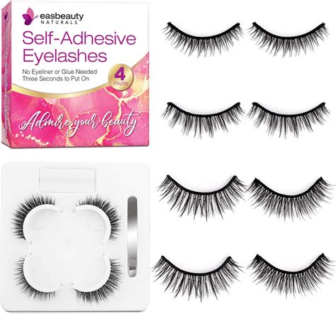 Amazon.com: easbeautynaturals Self Adhesive Eyelashes, 8PCs False ...