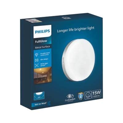 Philips Full Glow 15W LED Surface Light | Rimless Round Metal Panel ...