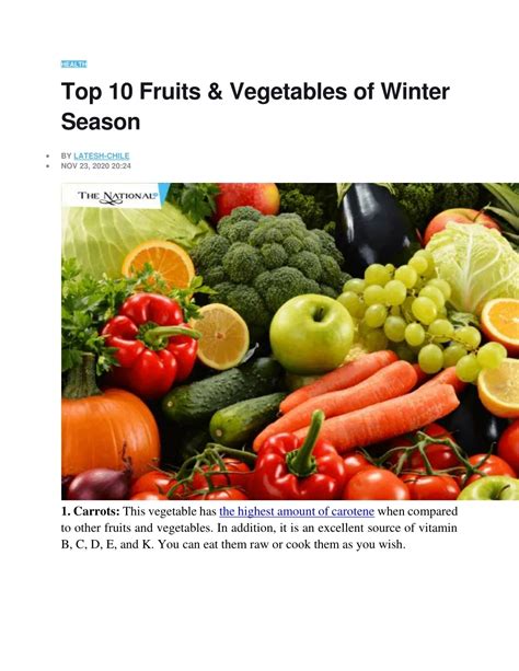 PPT - Top 10 Fruits & Vegetables of Winter Season PowerPoint ...