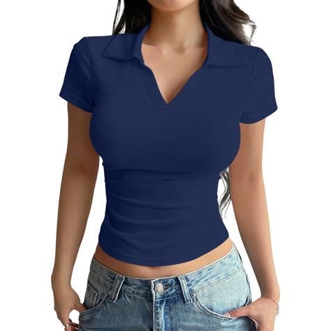 Delayuji Womens Short Sleeve Business Casual Tops Summer V Neck Work ...