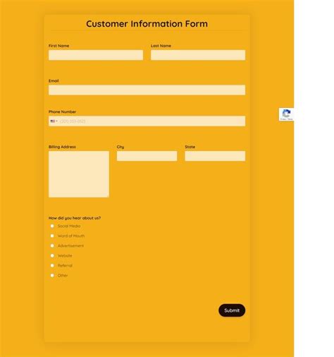 Customer Information Capture Form 的图像结果