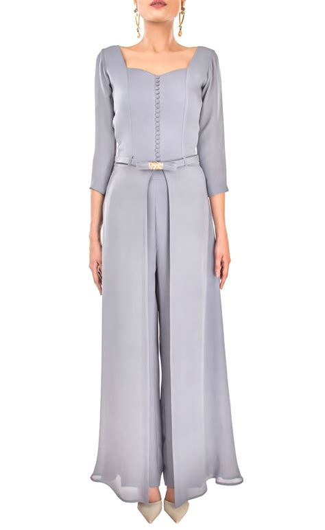 Sandstone Grey Front Slit Dress | Front Slit Maxi Dress - Jasmine Bains