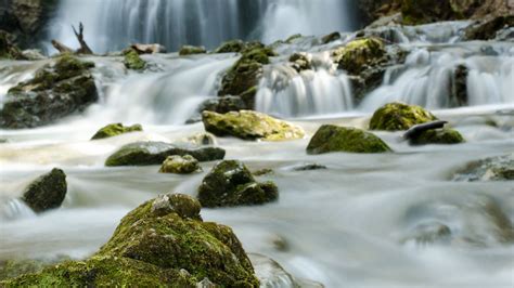 Wallpaper waterfall, river, stones, water, flow, nature hd, picture, image