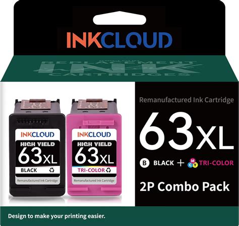 INKCLOUD 63XL Ink Cartridges Black and Color Combo Pack Compatible with ...