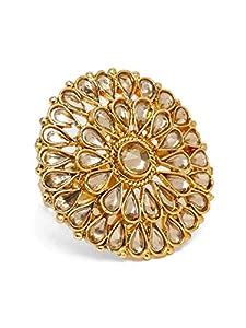 ZAVERI PEARLS Antique Gold Tone Stones Studded Traditional Adjustable ...