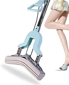Deoxys Sponge Mop with Iron Handle & Brush, 2 in 1 Squeeze Roller Mop ...