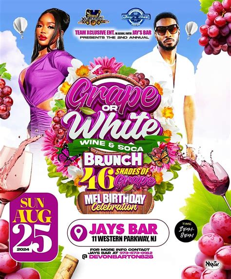 GRAPE OR WHITE WINE & SOCA BRUNCH, 11 Western Pkwy, Irvington, 25 ...