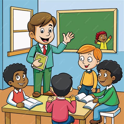 A cartoon illustration of a teacher with the word the word on it | Premium AI-generated vector