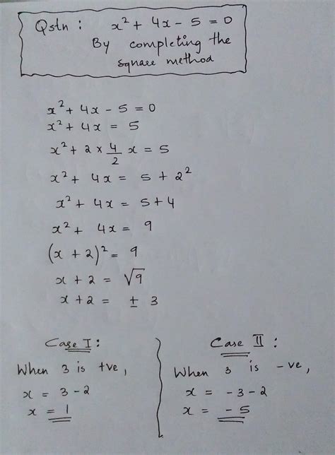 solve by method of completing square x^2+4x-5=0 - Brainly.in