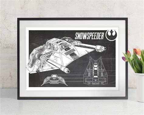 POSTER Star Wars The Empire Strikes Back Snowspeeder Art Print, Patent ...