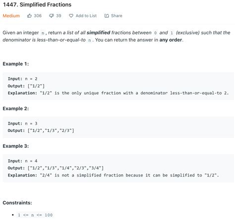 Leetcode 1447. Simplified Fractions | SnailTyan