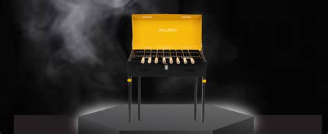 WELLBERG (Luxury) XXL Smoker Charcoal Barbeque Grill with LID, 8 ...
