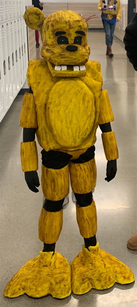 My little brother’s golden Freddy costume I made. (I wasn’t able to ...