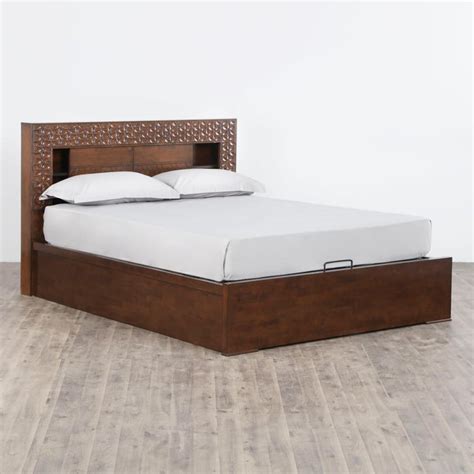 Buy Takeshi Mustang King-Size Bed with Hydraulic Storage - Brown from ...
