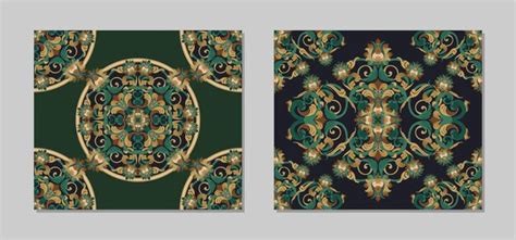 Vintage pattern design with green and yellow floral for decoration tile ...