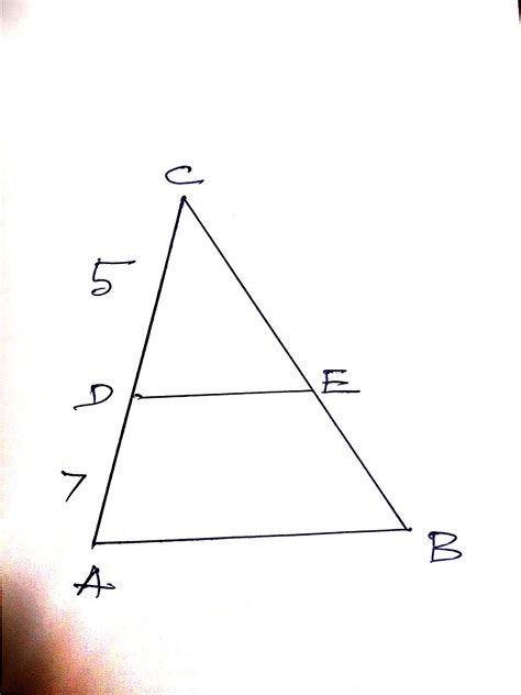 In triangle abc;de||ab;ad=7cm;cd=5cm and bc=18cm find be;ce - Brainly.in