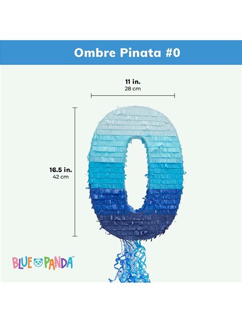 Number 0 Pull String Pinata For Boys Birthday Party, Ombre Blue (16.5 X ...
