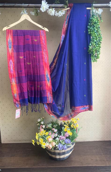 Cotton Royal Blue With Majenta Saree / Cotton Sarees – Studio CKC