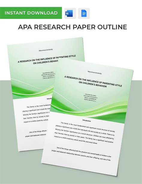 Image result for APA Research Paper Outline Example