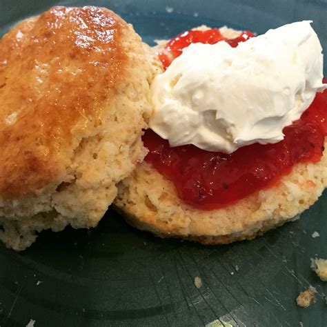 Delicious Homemade Scone with Strawberry Jam and Clotted Cream