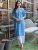 Buy Blue Yoke Design Cotton Straight Kurta Online at Rs.699 | Libas