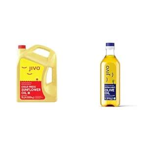 Jivo Cold Pressed Sunflower Oil 5L & Extra Light Olive Oil 1L for ...