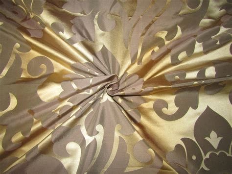 HEAVY SILK DAMASK JACQUARD FABRIC BEIGE X GOLD COLOR TAF#J18 – The ...