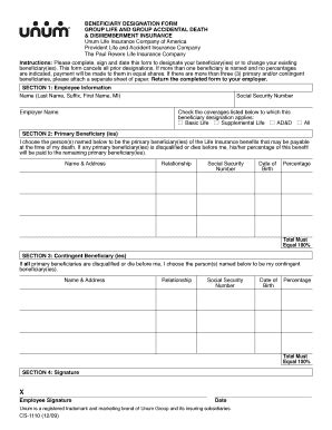 2023-2026 Form Unum CS-1110 - Fill Out, Sign & Share Online | pdfFiller